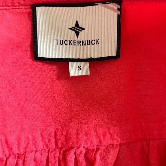 TUCKERNUCK Teagan Popover Shirt Ruffle Poopy Pink 3/4 Sleeve Blouse Size Small - Picture 10 of 11